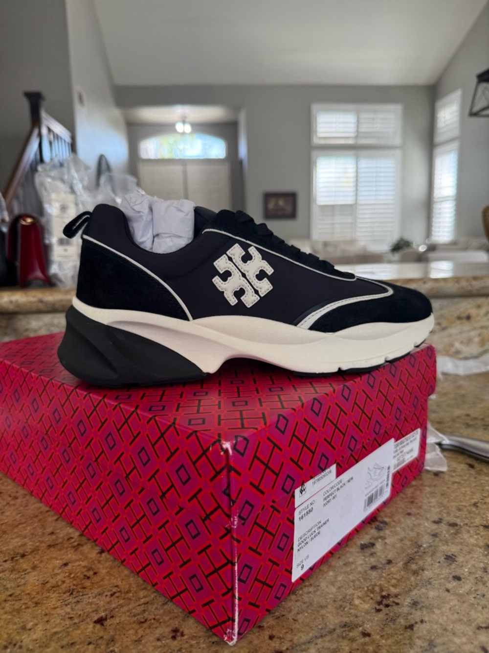 Tory Burch Black and White Chunky Platform Sneaker